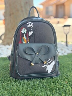 Disney Black The Nightmare Before Christmas Mini Backpack with Sally & Jack Art